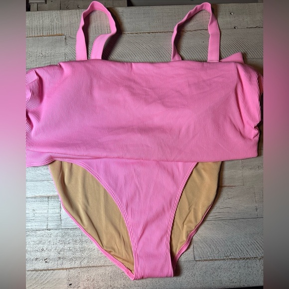 Old Navy Bikini 2 Pc Set 4XL Swimsuit Bathing Suit Pink Ribbed - Picture 1 of 15